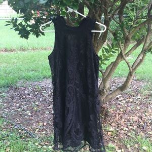 Black,high neck,laced dress.